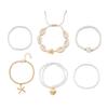 Modisches Sternmuschel Perlenarmband Set für Damen Boho Imitation Perle Meeresschildkröte Anhänger Elastisches Armband Sommer Schmuck Geschenk