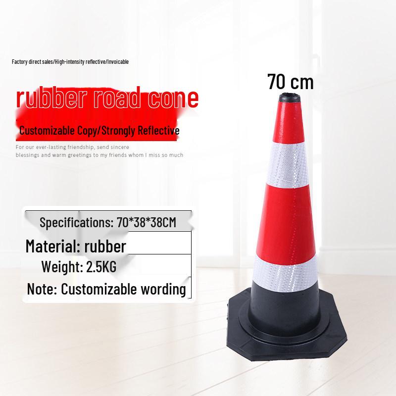 Reflective Rubber Traffic Cone: 70cm Triangular, 90cm Highway, Square, Cone-Shaped Barrel, Lifting Ring