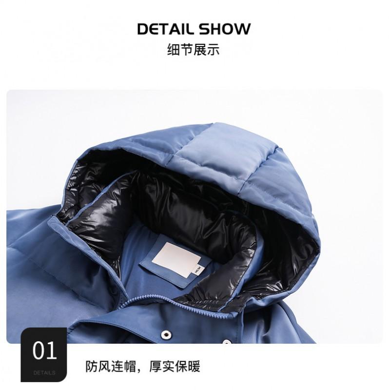 Boys Winter Down Jacket 90% White Duck Waterproof Windproof Thick Denim Splice Puffer Coat