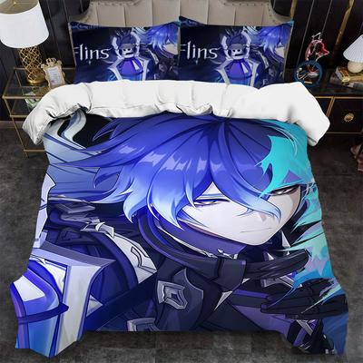 Genshin Impact Flins Q Duvet Cover Set Soft Wash Bed 3 Piece Summer Comfortable Student Dormitory Home Baby Bedding Best Seller