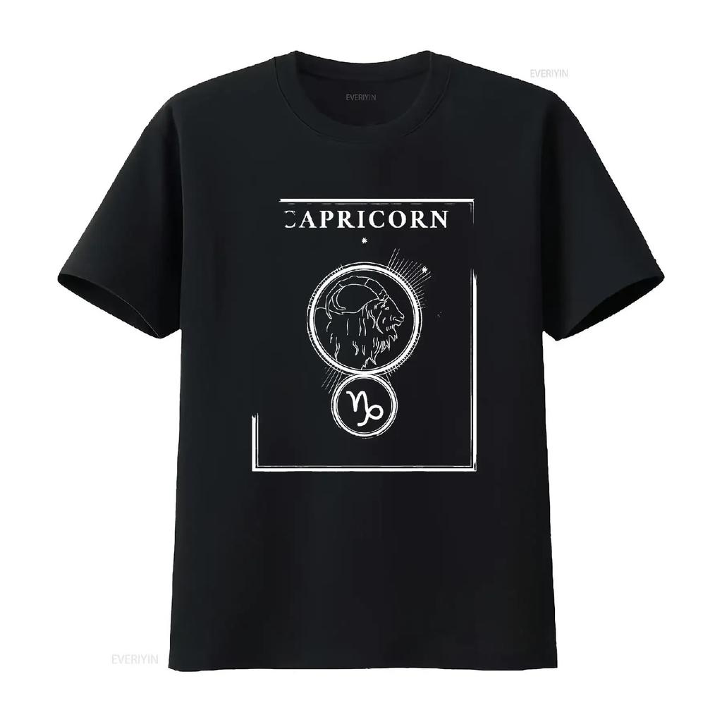 Capricorn Zodiac T Shirt vintage Washed homme Stylish streetwear Stretched Top For Everyday Wear Comfortable Breathable graphic