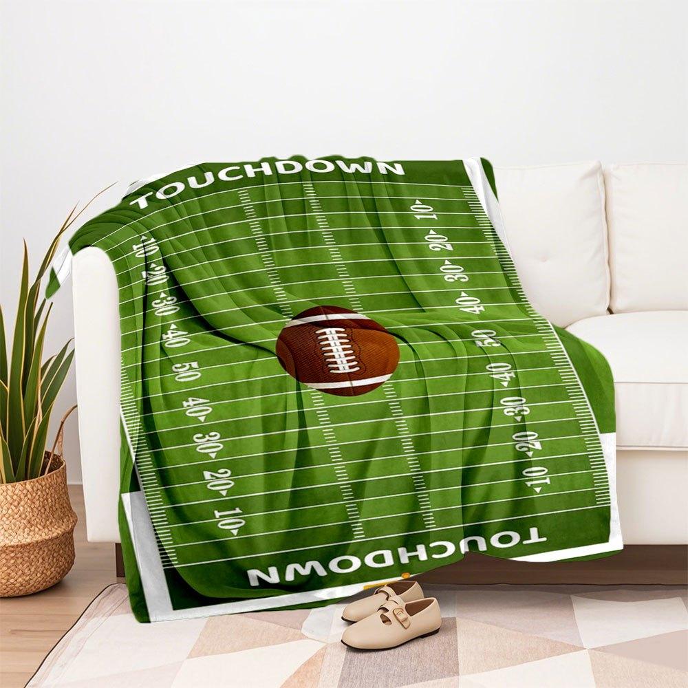 "Touchdown Football Field Wall Art Decor"Blanket Flannel Throw Blanket for Sofa, Bed, Travel, Camping, Office, Couch, Chair, And Bed Gift fo