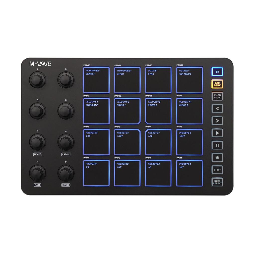 RGB Backlit MIDI Controller Drum Pads with Mixer and Rhythm Keyboard