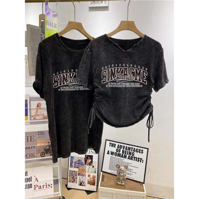 Distressed High Street Print Short Sleeve Pure Cotton Women's T-shirt – Summer 2025 National Tide Collection