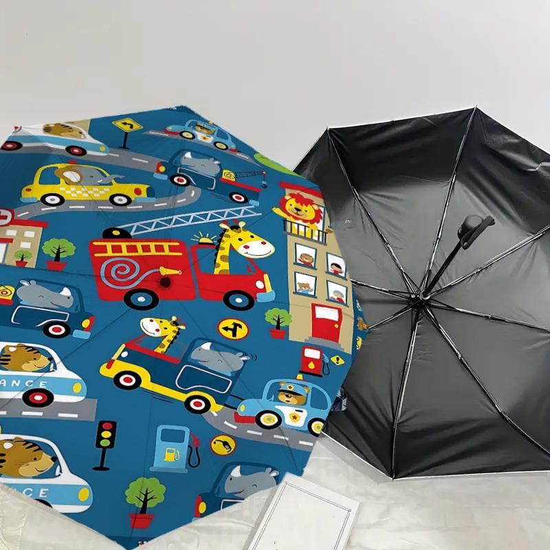 1PC Cars Animals Umbrella-8-Rib Reinforced Portable Folding Travel Suitable for All Seasons Outdoor Daily Use-Z0491