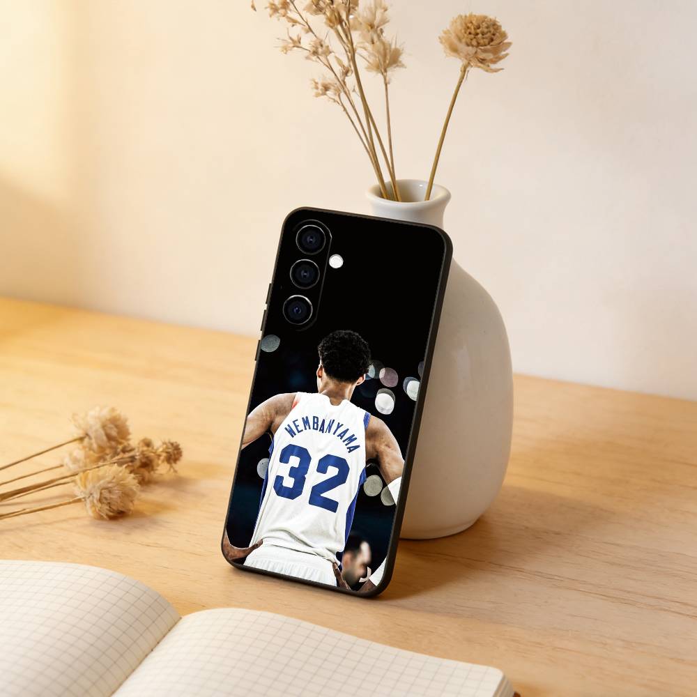 

Basketball Star Victor Wembanyama Phone Case Black Silicone Soft For Samsung Galaxy A73,A72,A71,A70,A53,A52,A51 Samsung a31