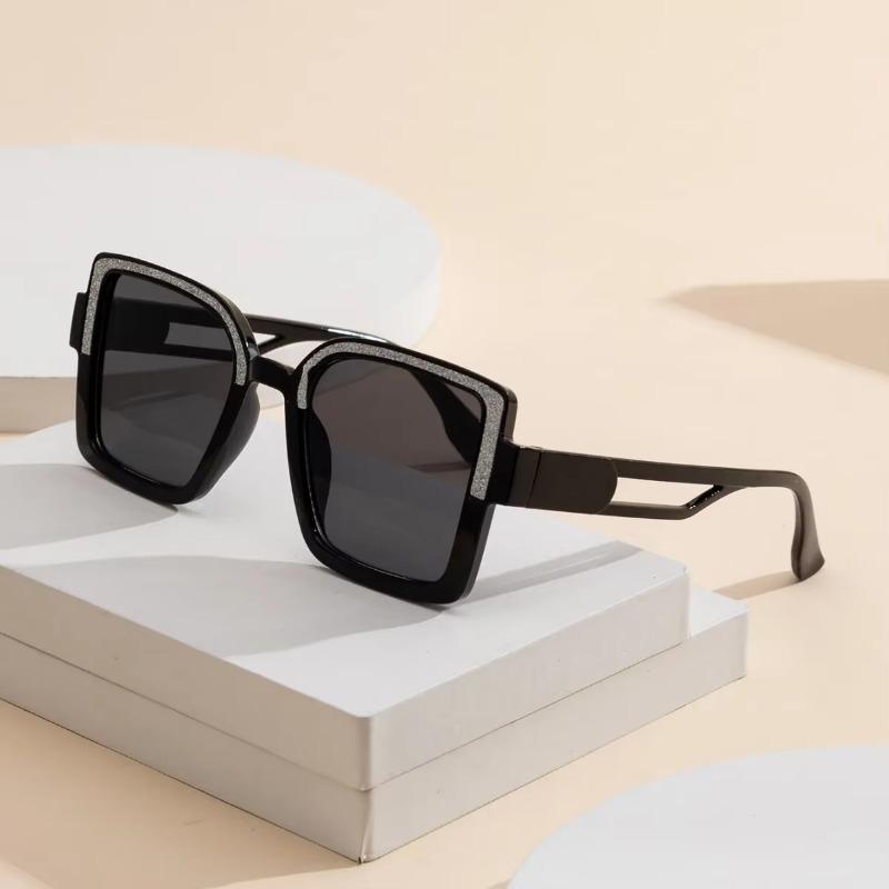 Non-polarized Fashion Square Frame Cute Animal Cartoon Sunglasses Men Women    Retro Fine Glitter Frame Outdoor Sunscreen Eyeglasses