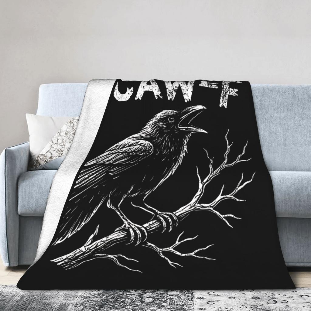 F-Caw-F Schwarzkrähe Meme Flanelldecke Neuheit Überwurfdecken für Zuhause Hotel Sofa 150*125cm Teppichstück,