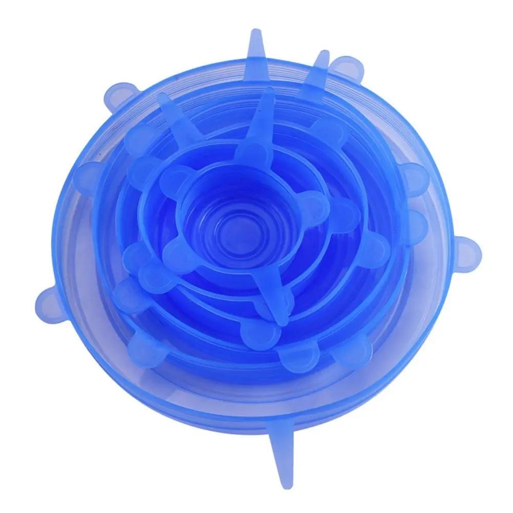 6PCS Food Reusable Fresh-keeping Cover Non-slip Kitchen Gadgets Bowl Cap Stretch Silicone Lids