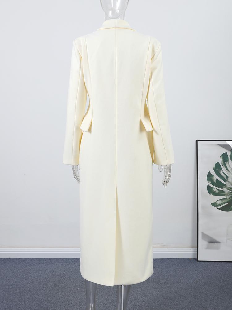 Lapel Single-breasted Long Ladies Coat Fashion All-match Solid Color Thick Coat Autumn and Winter New Ladies Long Jacket