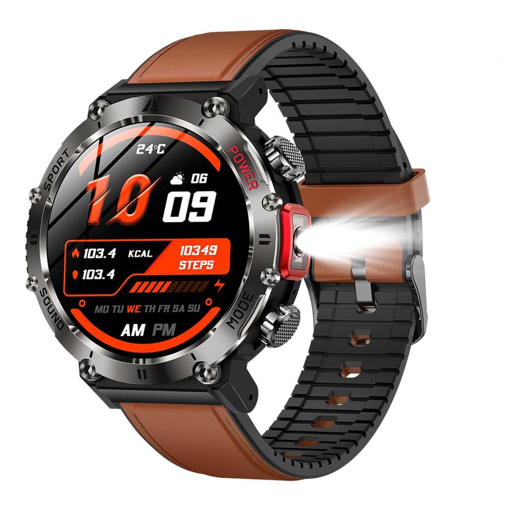 Smart Watch QTLLBT, Message Notification, Wireless Call Function, Calorie Tracker, Pedometer, Built-in LED Flashlight, 100+ Sports Modes