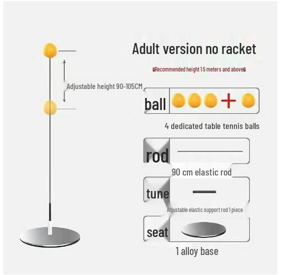 Durable Flexible Shaft Table Tennis Trainer for Seniors: Single-User Professional Self-Training Tool, Vision Ball Included