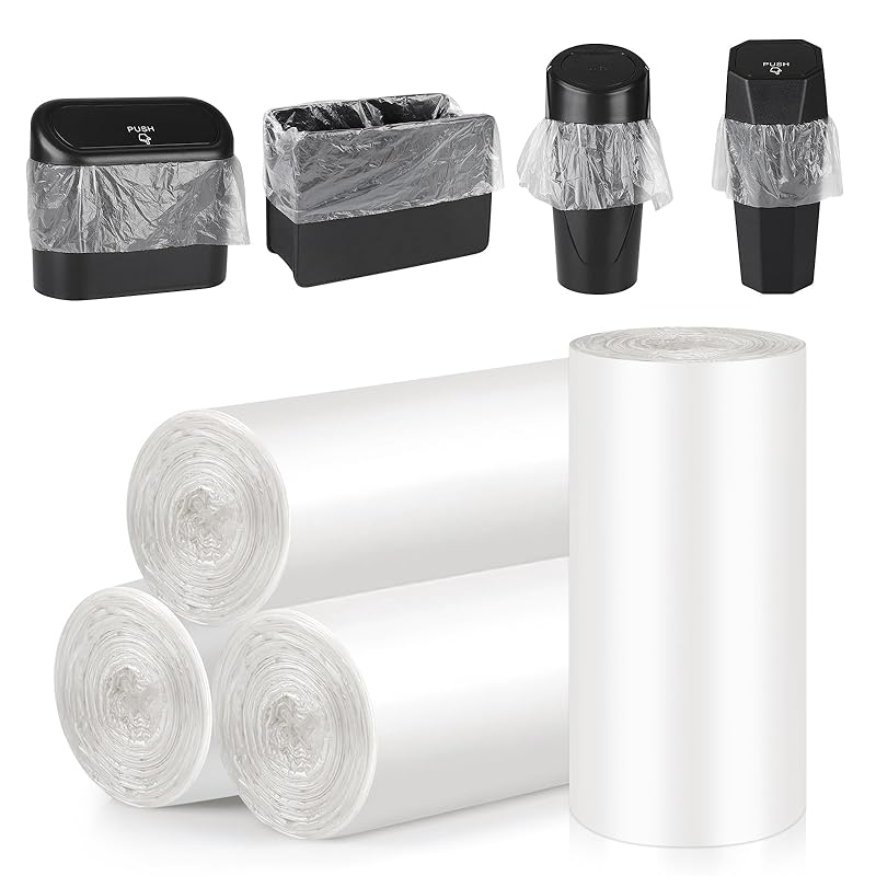 Accmor Mini Car Trash Can Bags For Auto Trash Bin, 120 Count Small Garbage Bags Organizer Tear-Resistant, Liner Refills (Vehicle Trash Can Is Not белый
