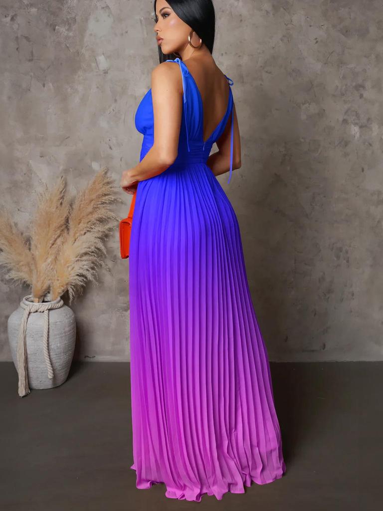 2025 Summer Gradient Strappy Backless Long Dress