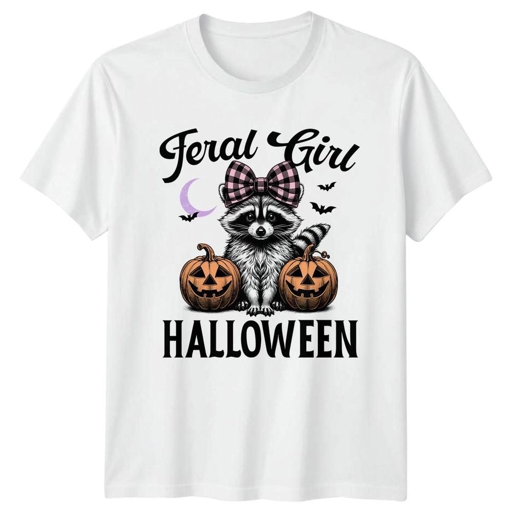 Feral Girl Halloween Unisexs TShirt Raccoon Halloween Halloween Gift For Her S