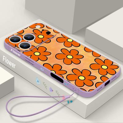 Oil Painting Flower Lanyard Case For iPhone 17 Pro Max iPhone 16 15 14 13 Pro Max 11 16E 17E Soft Silicone Phone Back Cover