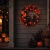 Halloween Store Decoration Lights Floral Garland with String Lights Black Cat Silhouette Door Wreath Wreath for Front Indoor Outdoor Wall