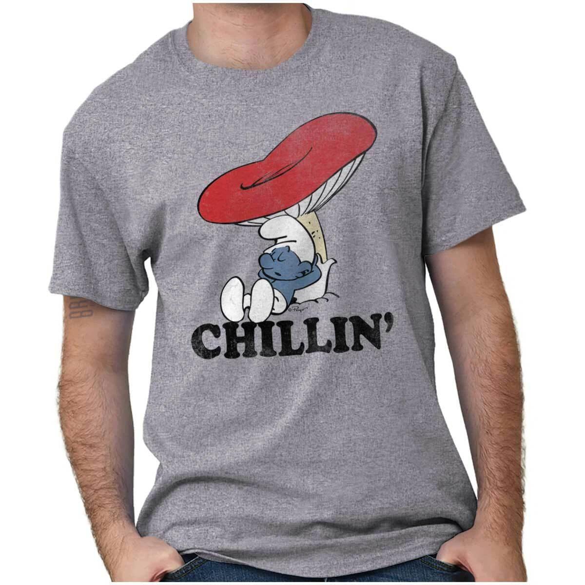 Sleepy Smurf Chillin Magic Mushroom Naps Womens or Mens Crewneck T Shirt Tee M