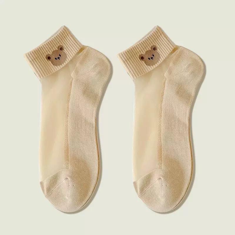 

Cartoon Womens Breathable Socks Cotton Bottom Crystal Socks Short Ankle Socks for Spring Summer Transparent Ladies Socks one size【cass】