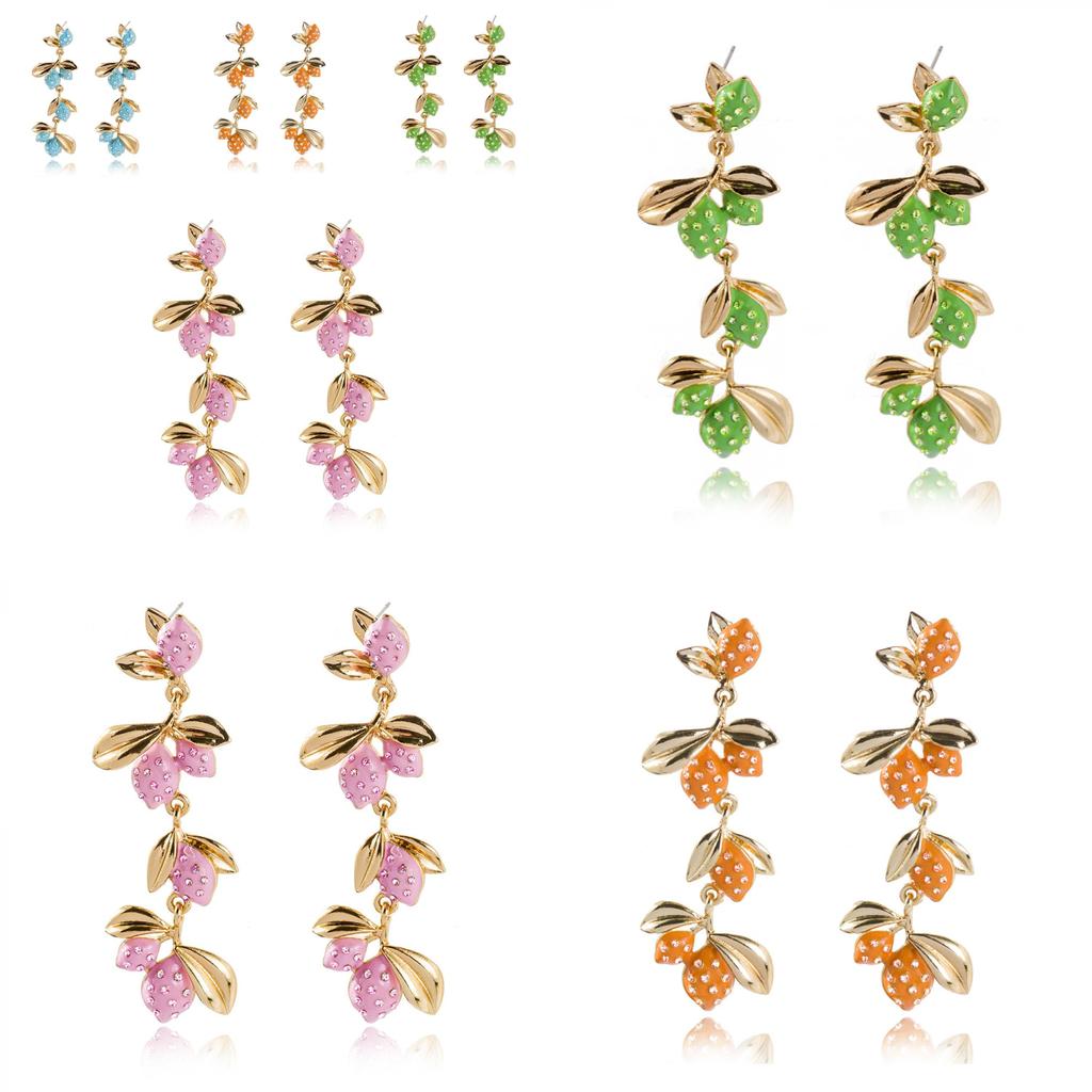 Colorful Alloy Fruit Dangle Earrings 2021 European And American Style