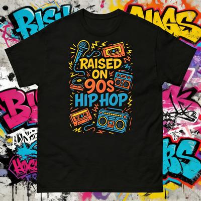 2025 Summer Raised On 90s Hip Hop Gangsta Rap Streetwear TShirt Adults and Childrens Casual Breathable Shortsleeved Shirts