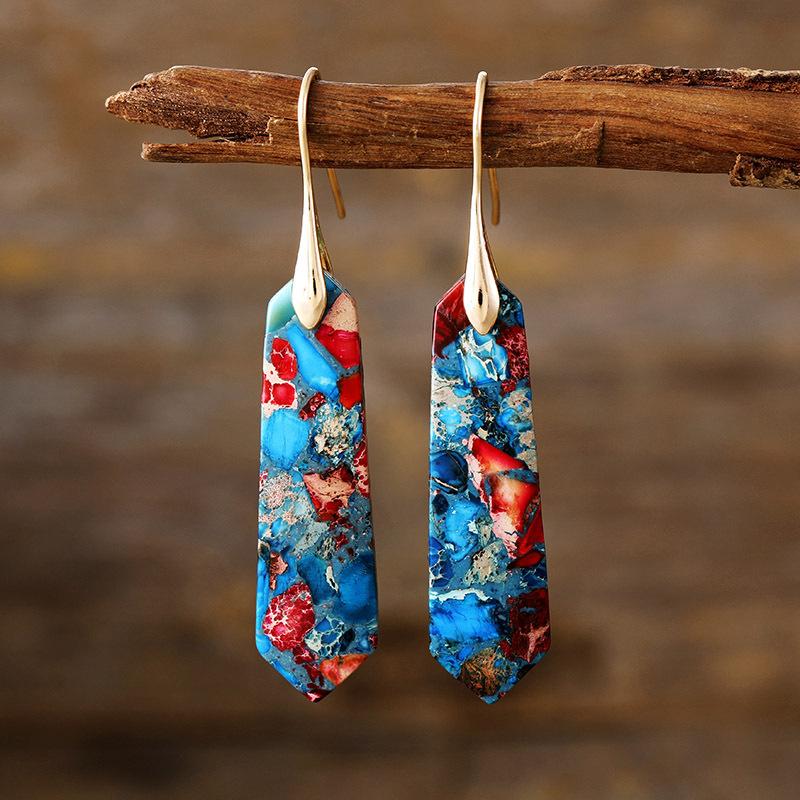 Premium Bohemian Geometric Natural Stone Emperor Stone Earrings Earrings Earrings Popular Accessories