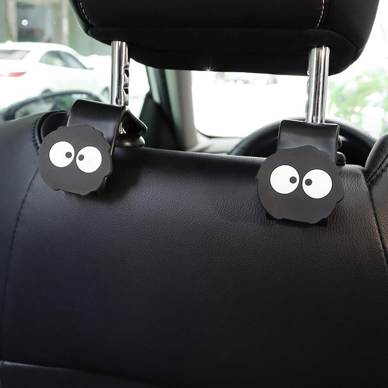 

2pcs Cartoon Car Seat Back Hooks Cute Black Charcoal Coal Ball Car Rear Storage Hooks