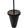 Matte Black Plastic Cups with Lids and Straws Reusable Tumbler Cold Cup | 24oz - 5 Pack | Customize & Personalize - Great for Iced Coffee, Travel,