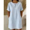 DICFY Women's Fashion Summer Spring Solid Color Print Short Sleeve O-Neck Casual Dresses