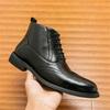 Trend New Pointed Black with White Mix Patchwork Casual Ankle Boot For Men Winter Fashion High Tops Shoes Zapatos Hombre