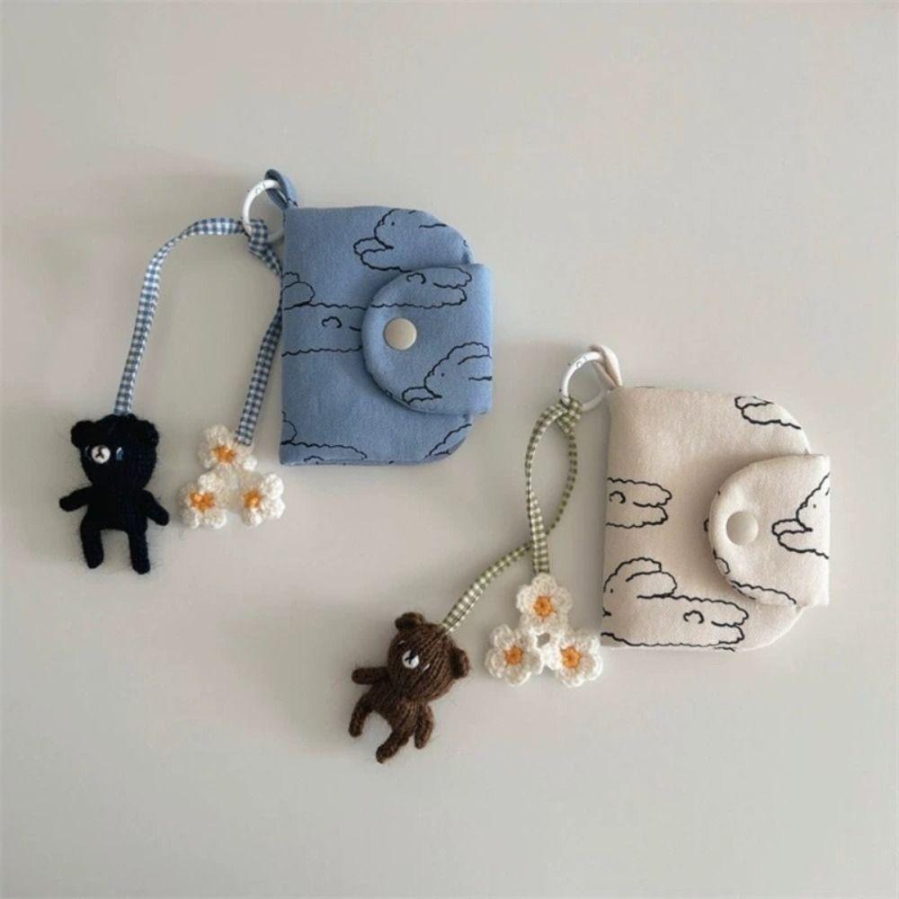 

Cute Student Coin Purse Fashion Small Storage Bag New Wallet Card Holder Beige Flower