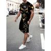Simple Marble 3D Print Summer Casual Men's Crewneck Top And Shorts Urban Street Fashion Men's Suit Everyday Casual Comfort