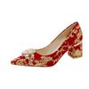Wedding shoes women's new bridal shoes pointed head shallow mouth Xiuhe shoes bridesmaid dress shoes thick heel wedding shoes