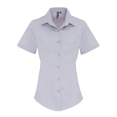 Womens/Ladies Stretch Fit Poplin Short Sleeve Blouse