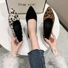 Single shoes women's 2025 spring new fashion flat pointed shoes leopard print women's flat shoes black beige