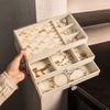 Velvet Stud Earrings Storage Box Three Layer Jewelry Organizer Dust Proof Drawer Design for Accessories Dressing Jewelry Box