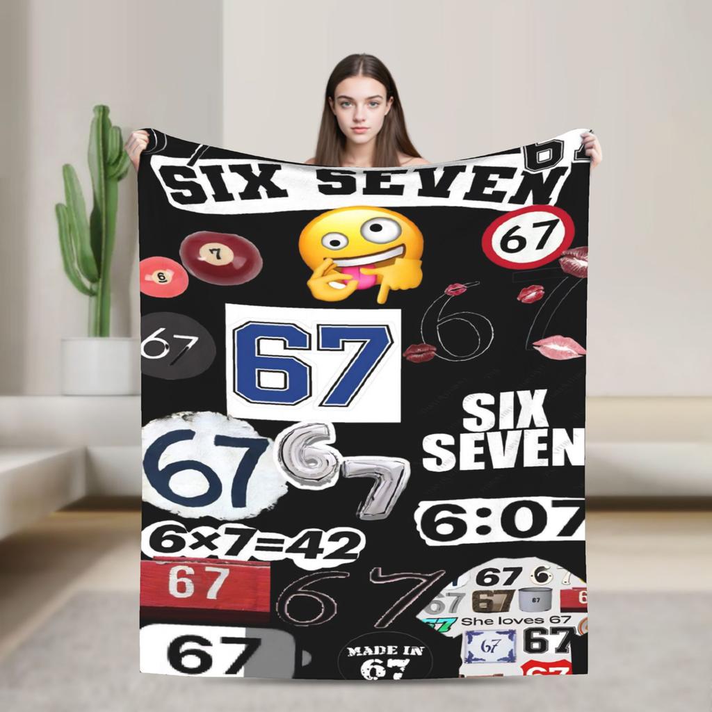 67 Six Seven Meme Super Warm Blankets  Girls Boys Plush Throw Blanket Comfortable Couch Bed Flannel Bedspread Sofa Bed Cover