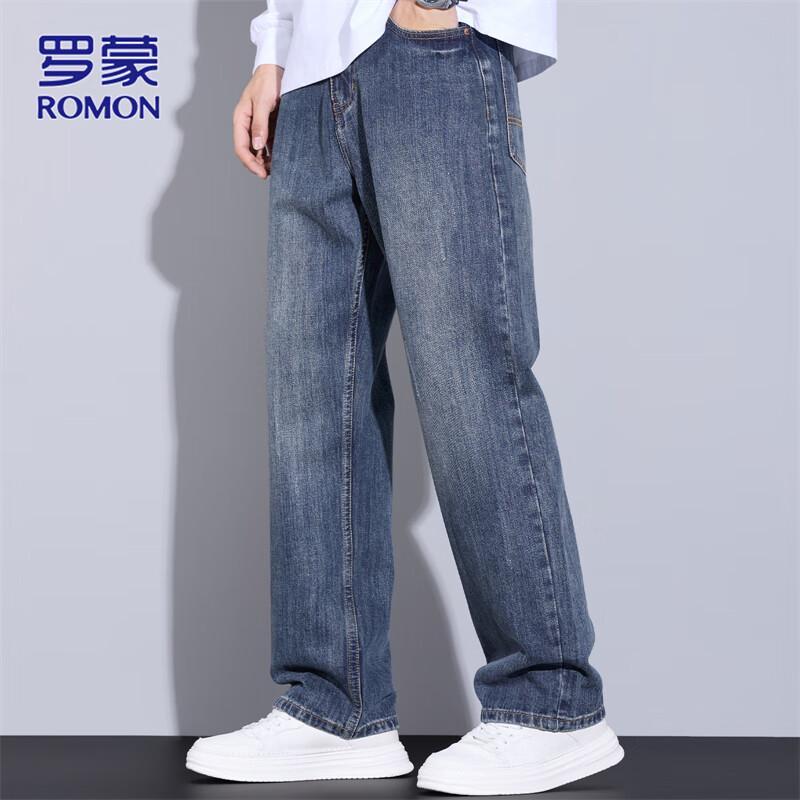 ROMON Men's Loose Fit Straight Leg Jeans