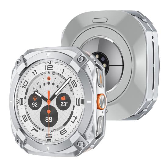 Watch Protective Case for Galaxy Watch Ultra 47mm Shockproof Rugged Zinc Alloy Protector Bezel with Back Cover Square Watch Bumper Cover Shell