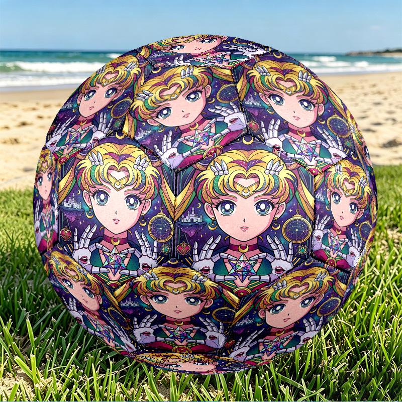 Sailor Moon Print Size 5 Soccer Ball, PU Wear Resistant Football for Match Training and Daily Practice, Birthday Gift for Soccer Fans