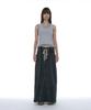 Partimento Woman Drawstring Denim Maxi Skirt_Dark Blue