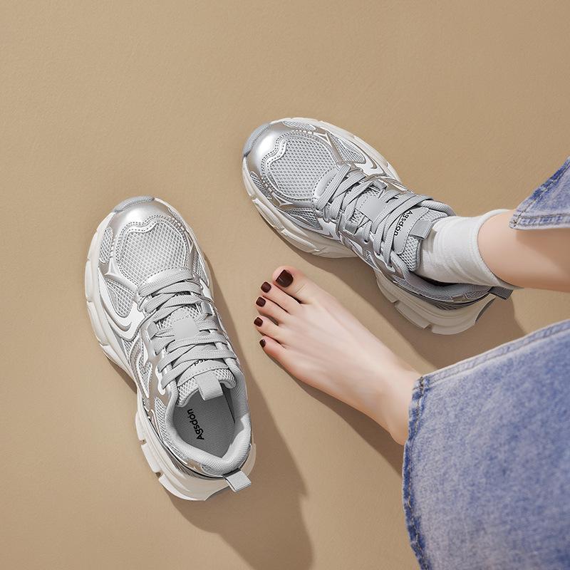 Augustine Daddy Shoes Women's Shoes Summer 2025 New Feet Small Retro Lightweight Sneakers Platform Casual Shoes