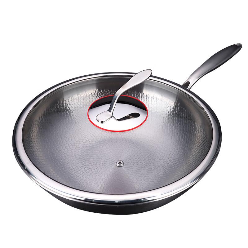 

Zhi Shi 32cm Thickened Titanium Non-stick Wok with Glass Lid
