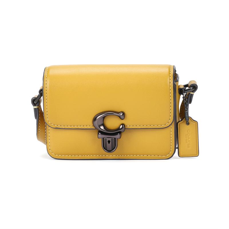 Coach Studio 12 Push Lock Closure Multi-function Pocket Cowhide and Leather Shoulder Crossbody Bag Small Size Women's Goose Yellow