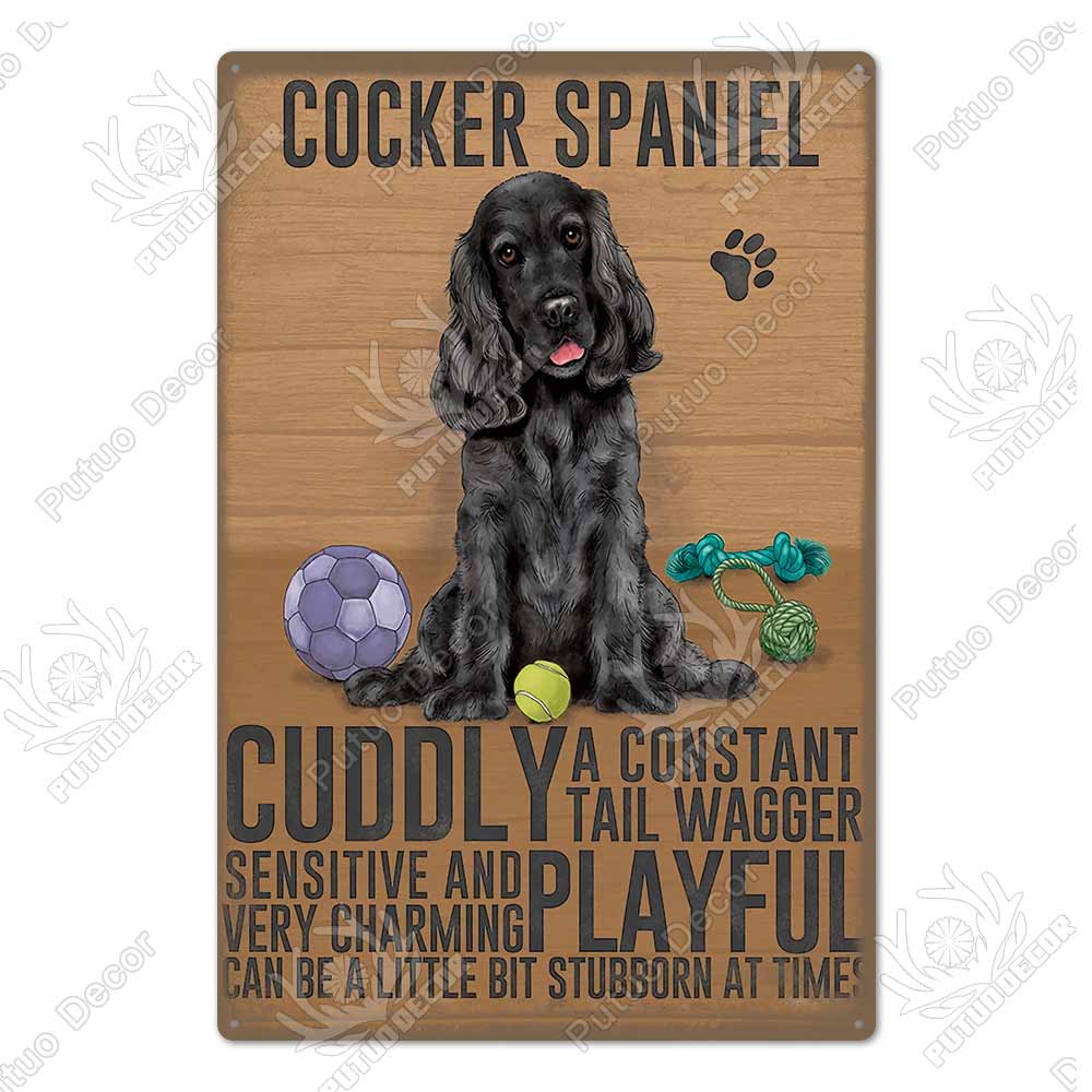Putuo Decor Dog Vintage Tin Sign Plaque Metal Plate Wall Art Decoration for Living Room Man Cave Cafe Farm Home Retro Poster