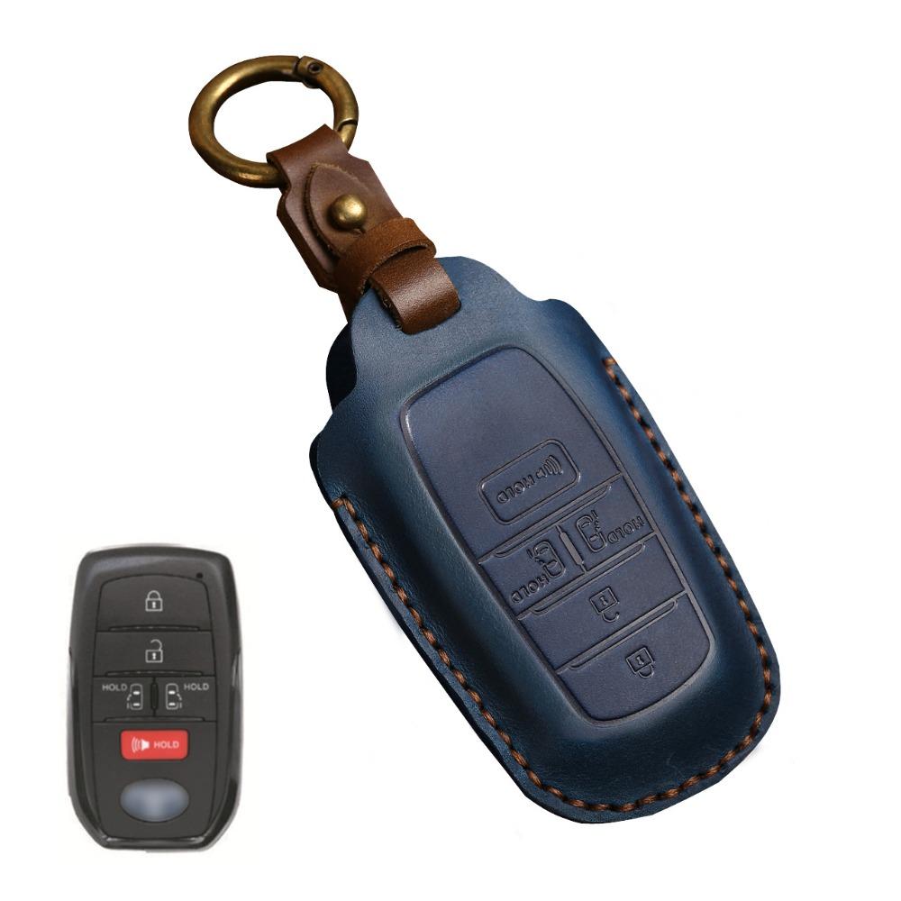 Genuine Leather Key Cover for Toyota Sienna Alphard Highlander Camry Previa Key Fob Protector