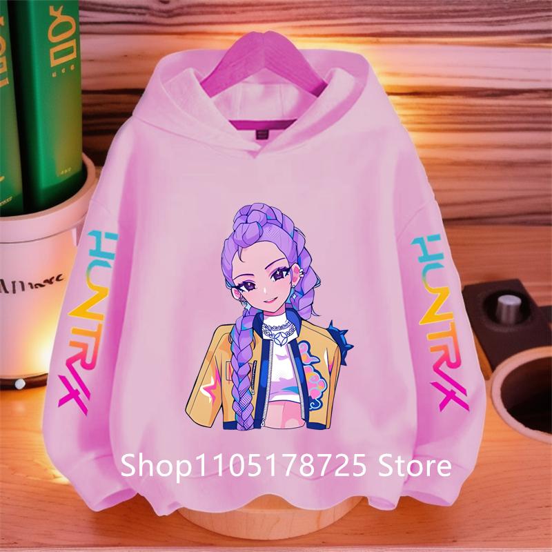 New KPop Demon Hunter Cartoon Girls Boys Hoodies Children's Korean Wave Print Fashion Casual Tops Casual Girls Clothing Warm