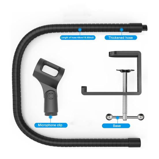 Gooseneck Microphone Arm Stand 360 Degree Flexibility Heavy Duty Desk Clamp Universal Mic Holder Clip