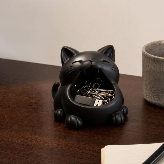 Key Storage Box, Big-Mouthed Cat Design Key Holder, Large Opening Key Organizer for Keys Jewelry Small Items