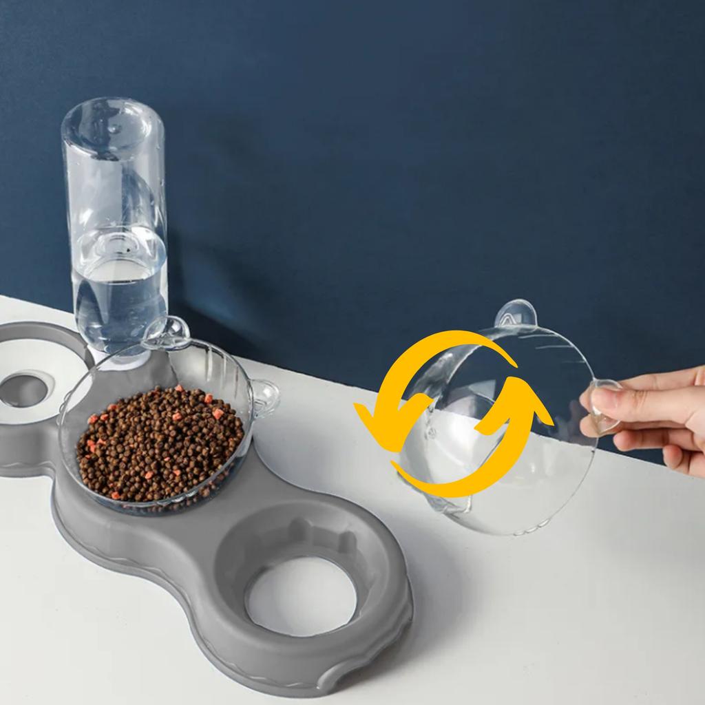 Triple Bowl for Cats and Dogs with a Water Dispenser and a Stand and a PetJet Water Fountain